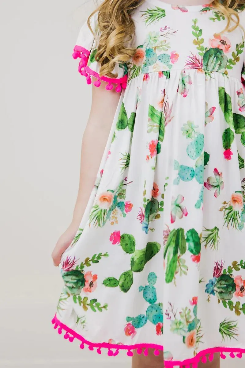Girls Cactus Cutie Pompom Dress