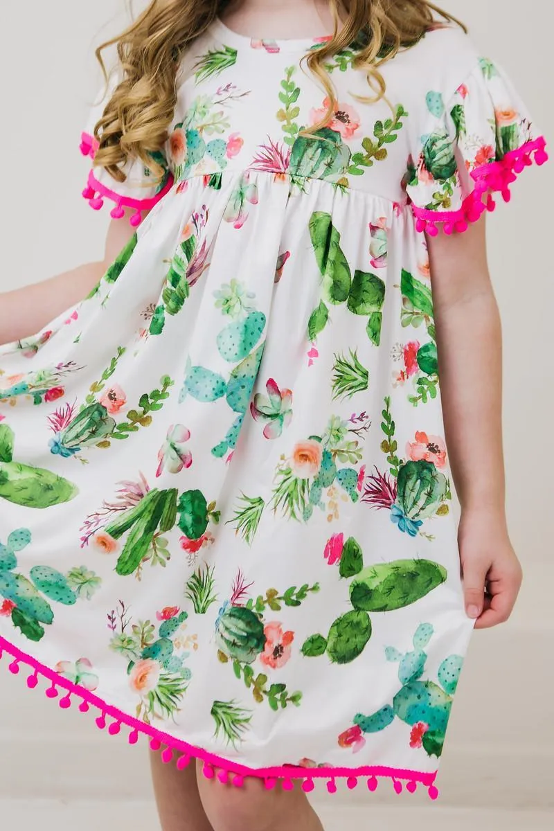 Girls Cactus Cutie Pompom Dress