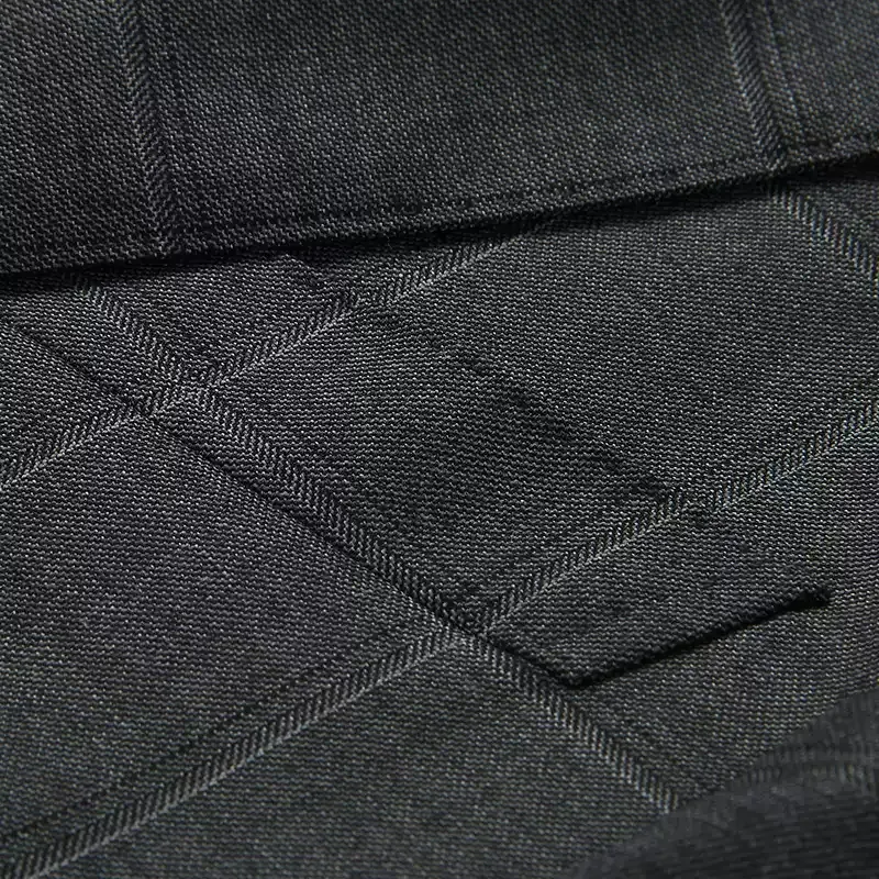 Grey Plaid Suit Blazer with Peak Lapel and Flap Pockets for Men Plus Size