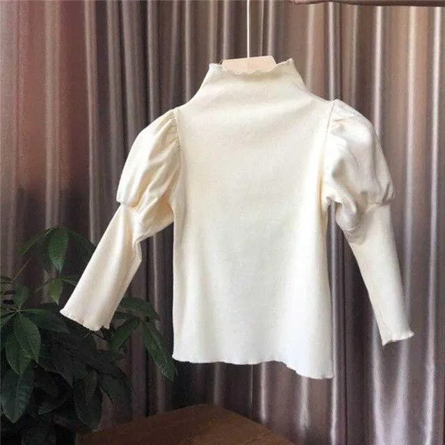 Height Girls High-Neck T-Shirt Children's Bubble Sleeve Casual  Trendy  Clothing online wholesale