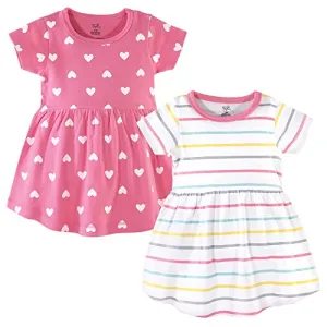 Hudson Baby Baby and Toddler Girl Cotton Dresses, Candy Stripes, 0-3 Months