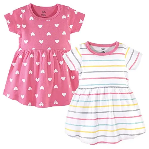 Hudson Baby Baby and Toddler Girl Cotton Dresses, Candy Stripes, 0-3 Months
