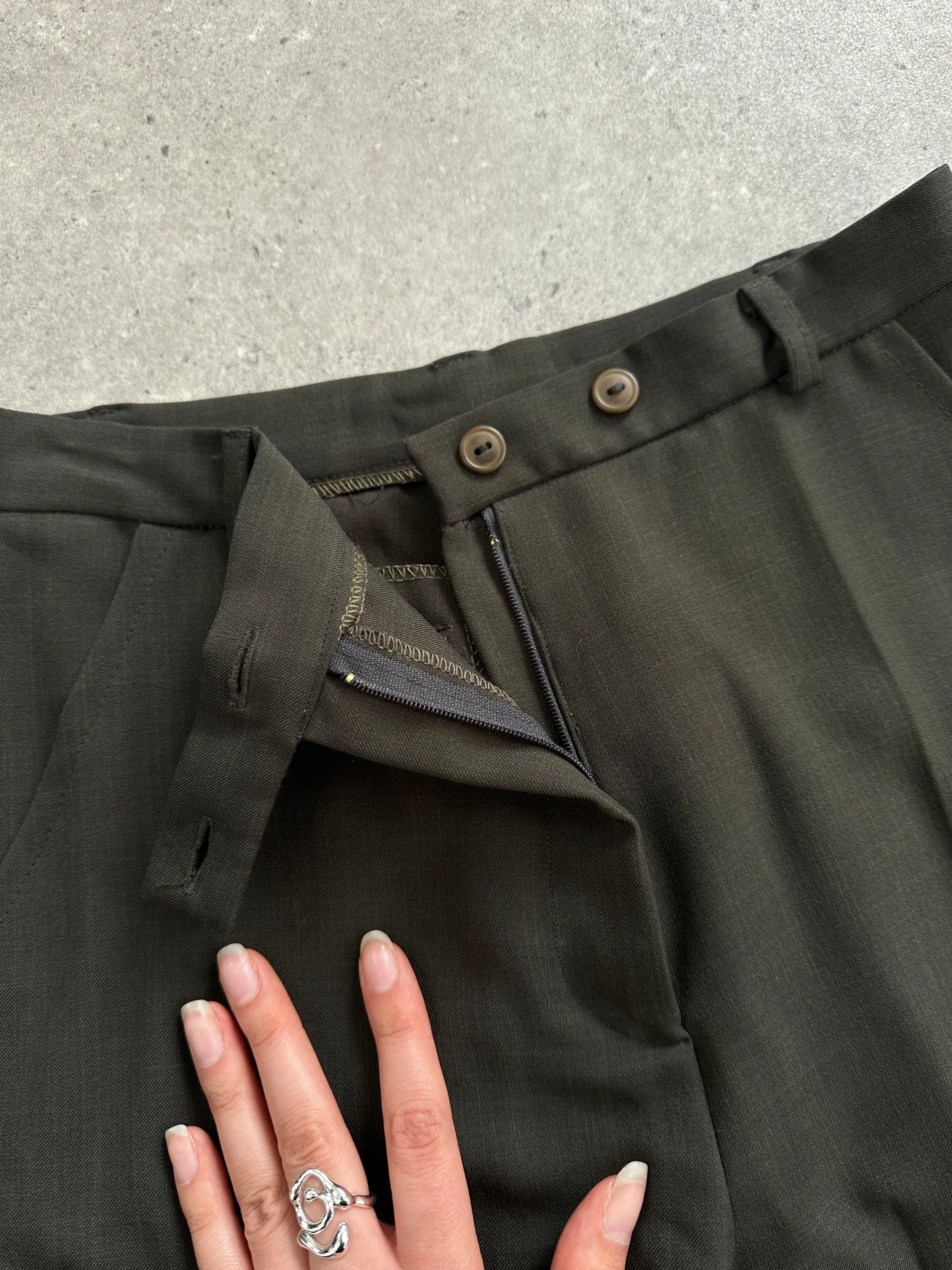 Italian Vintage High Waisted Straight Leg Tailored Trousers - W26