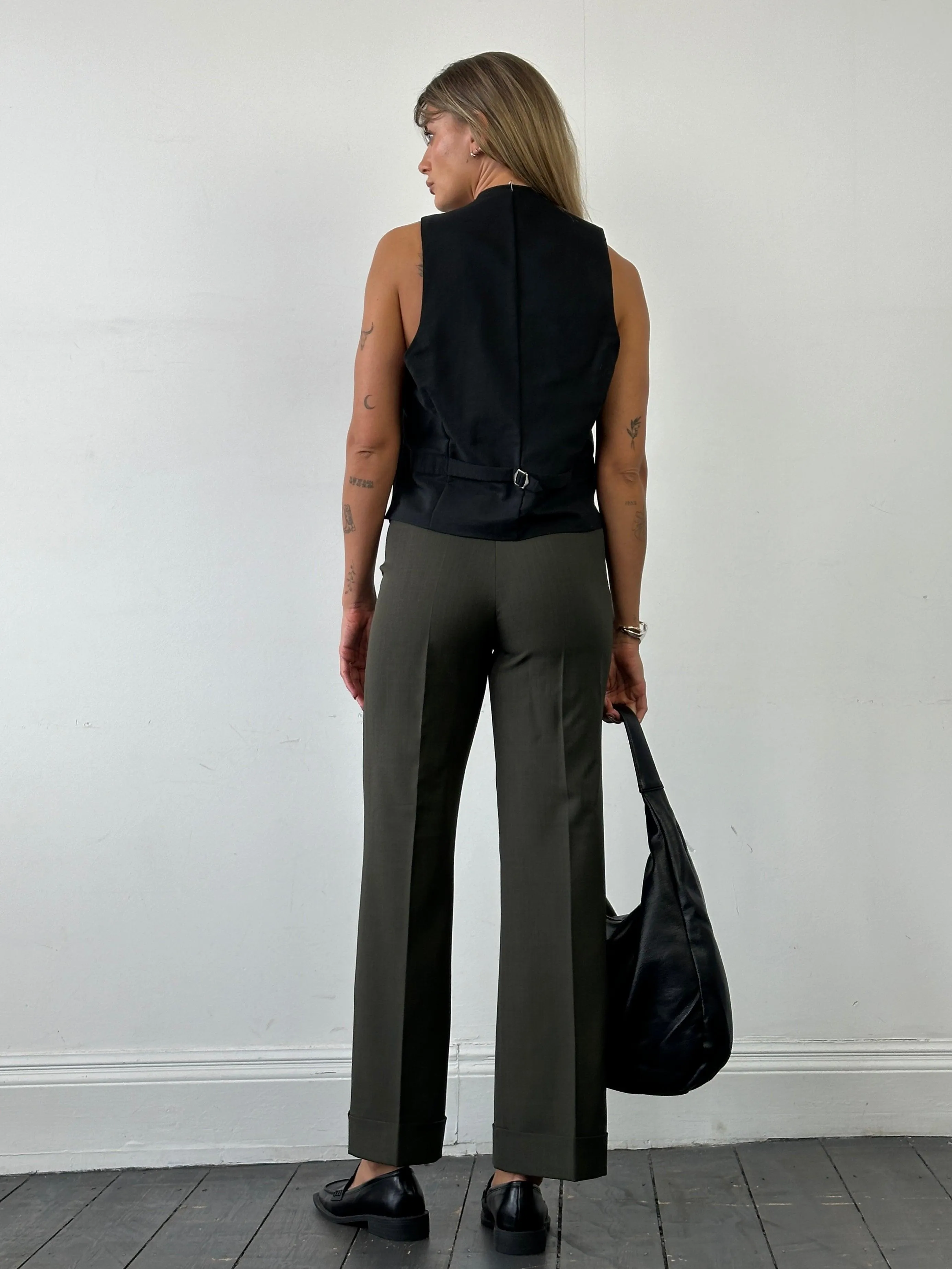Italian Vintage High Waisted Straight Leg Tailored Trousers - W26