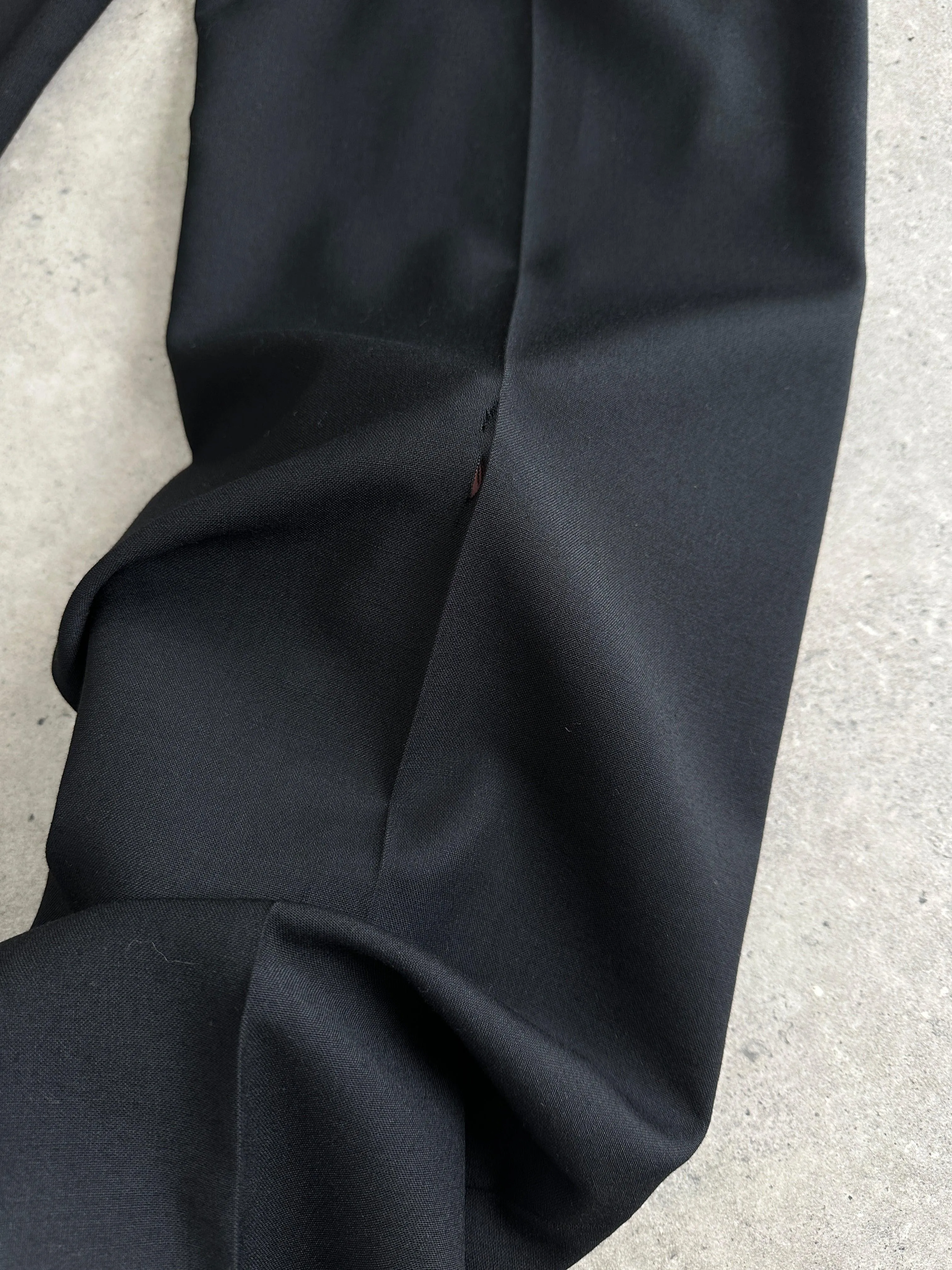 Italian Vintage Pure Wool Raw Hem Straight Leg Tailored Trousers - W34