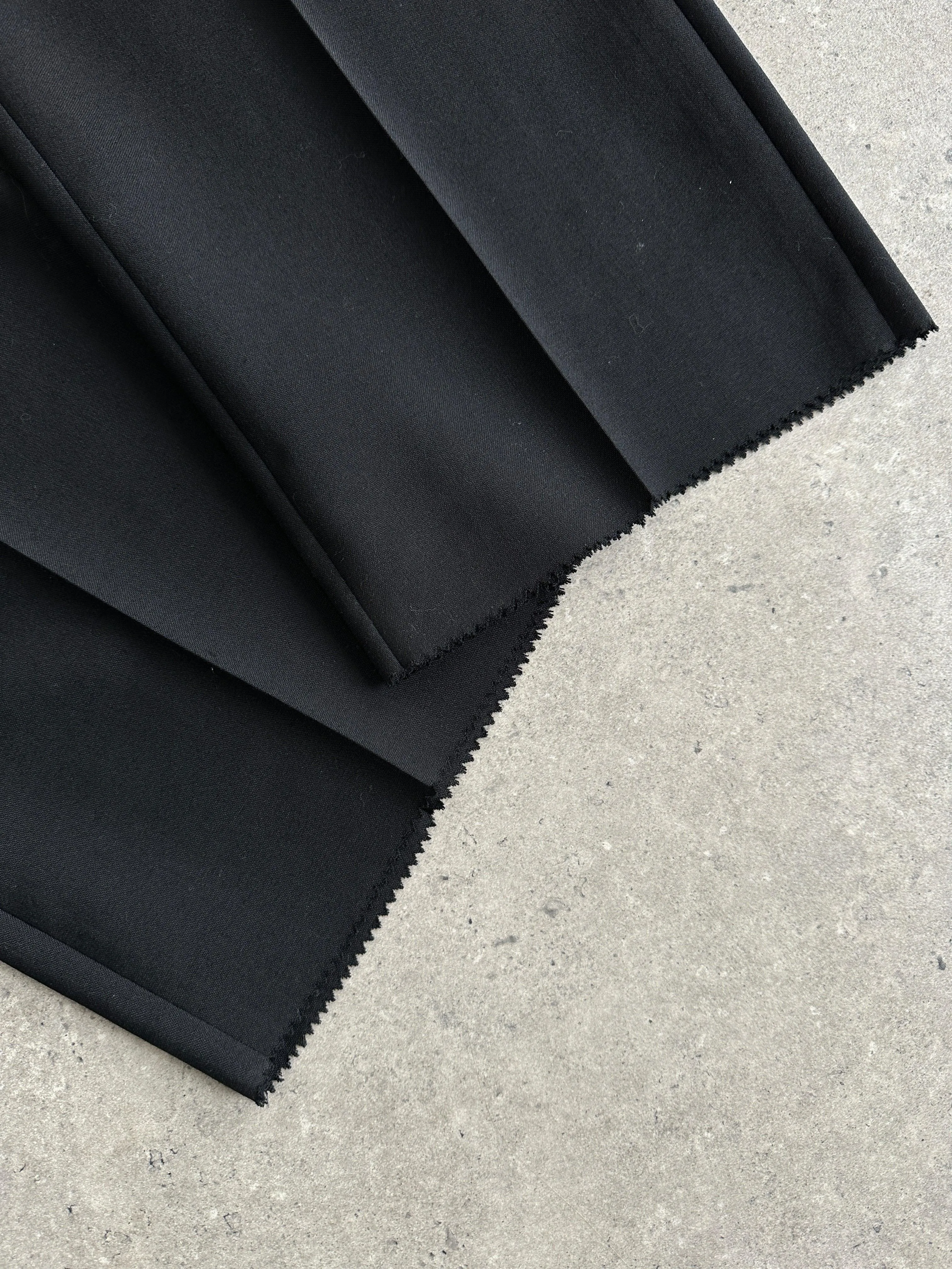 Italian Vintage Pure Wool Raw Hem Straight Leg Tailored Trousers - W34