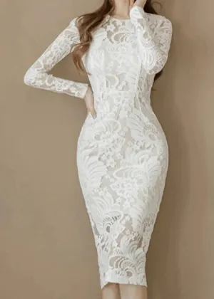 IVY Lace All Over Long Sleeve Sheath Dress