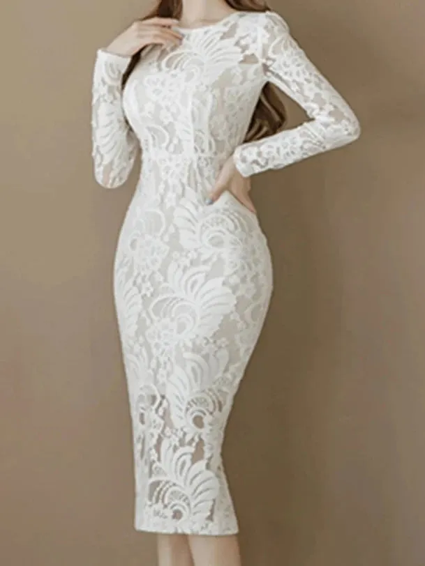 IVY Lace All Over Long Sleeve Sheath Dress