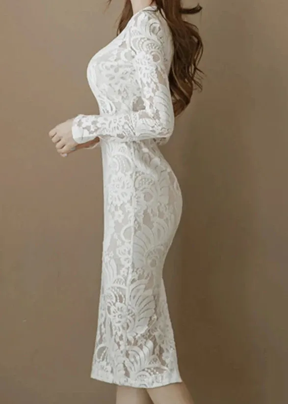 IVY Lace All Over Long Sleeve Sheath Dress