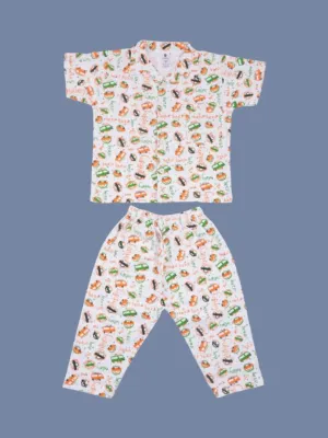 JayBee Half Sleeves Nightwear Pajama Set – Vibrant Multi-Print Design for Boys