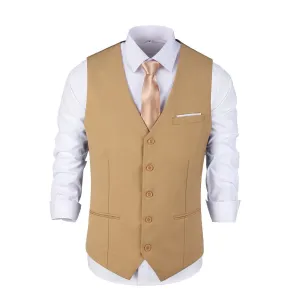 Khaki Men's Vest for Party, Wedding and Business