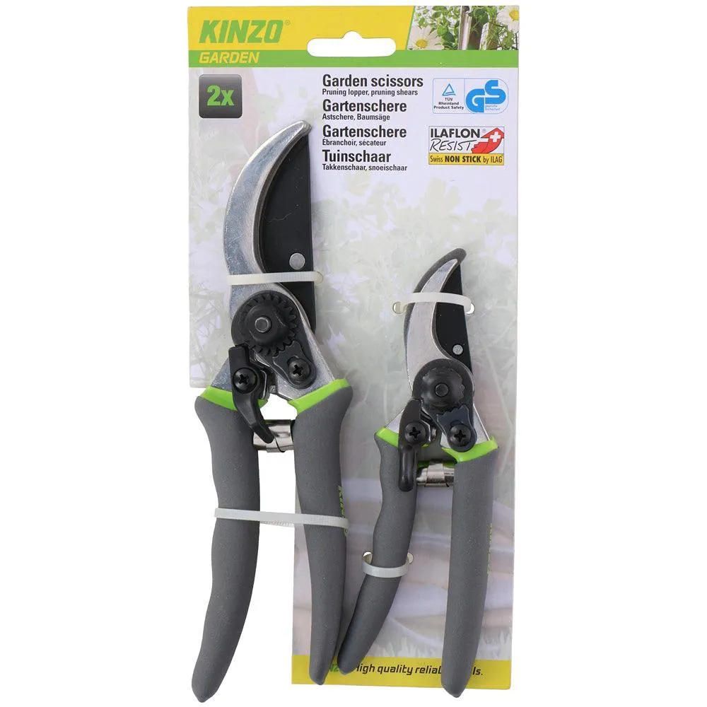 Kinzo Garden Pruning Shears with Soft Grip Handle | Set of 2