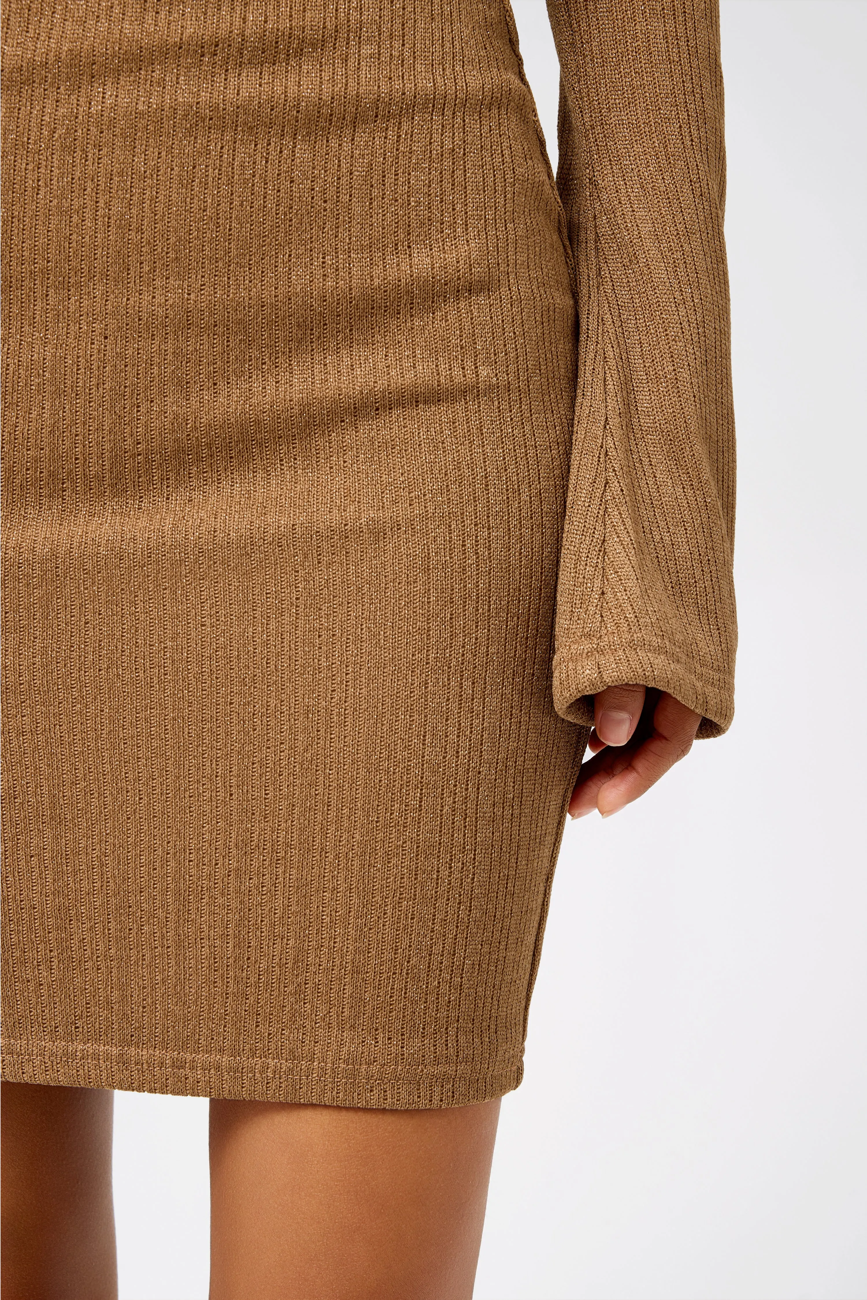 Long-Sleeve Off-Shoulder Bodycon Knit Mini Dress