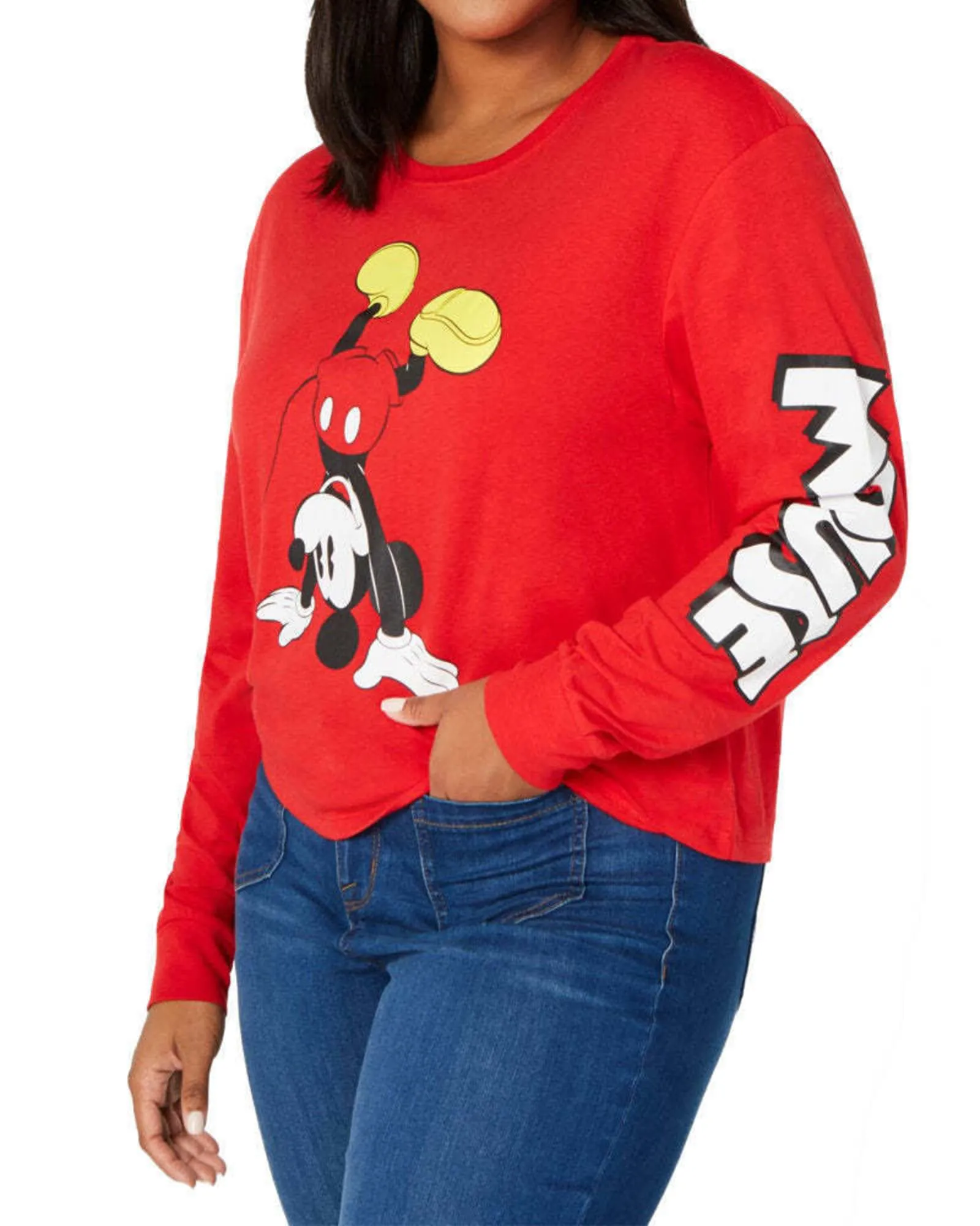 Love Tribe Women's Trendy Plus Mickey T-Shirt Red Size 1X | Red