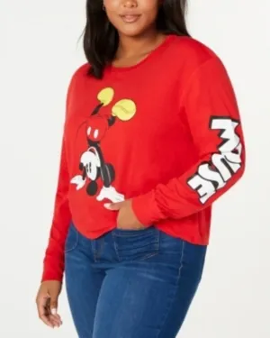 Love Tribe Women's Trendy Plus Mickey T-Shirt Red Size 1X | Red