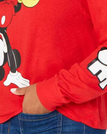 Love Tribe Women's Trendy Plus Mickey T-Shirt Red Size 1X | Red