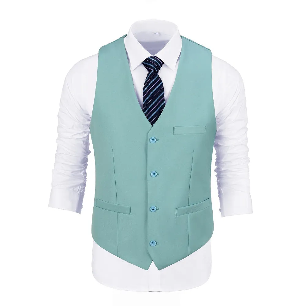 Men's Suits 2 Pieces Vest Pants Set V-Neck Slim Fit Casual Waistcoat Suit 3D