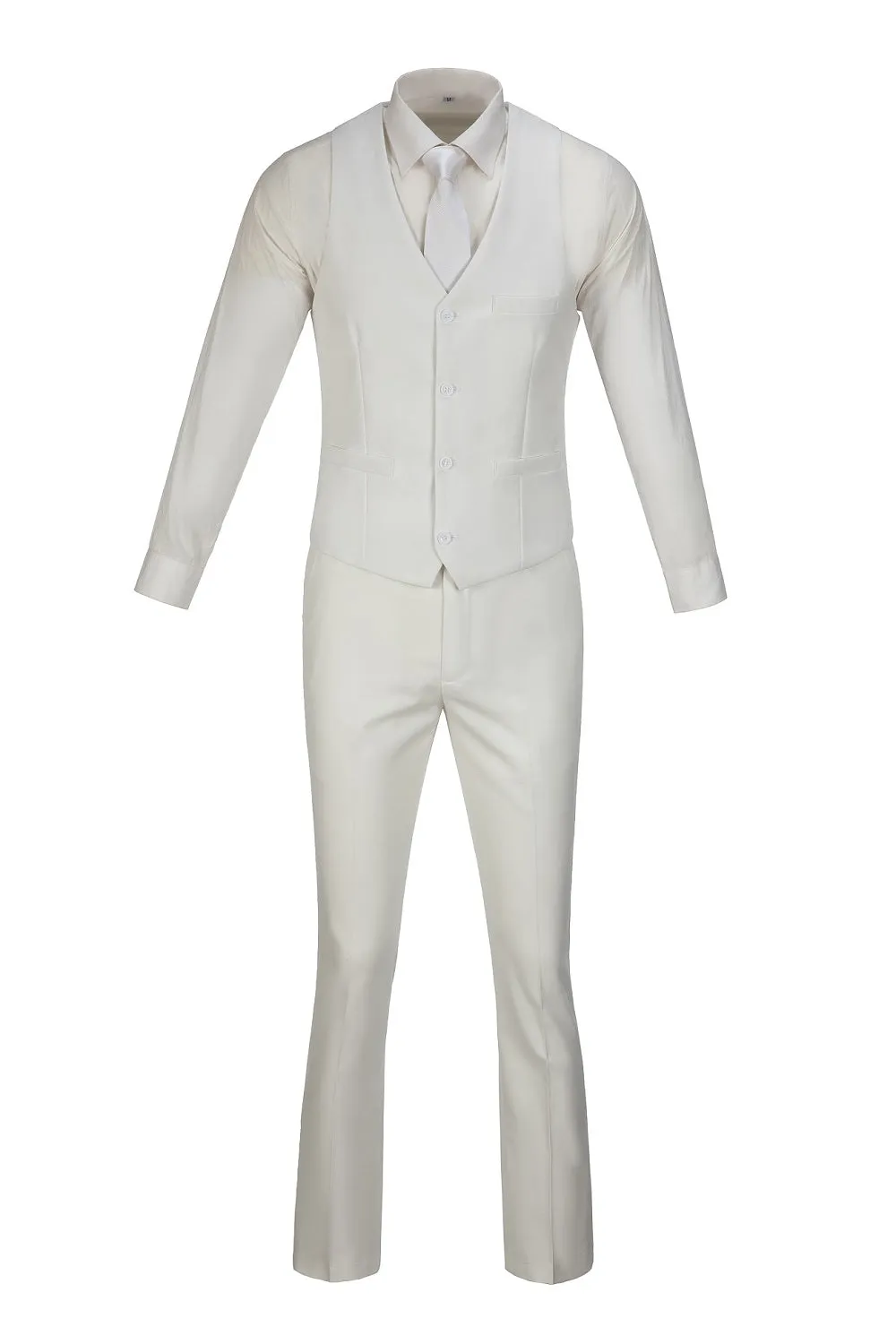 Men's Suits 2 Pieces Vest Pants Set V-Neck Slim Fit Casual Waistcoat Suit 3D
