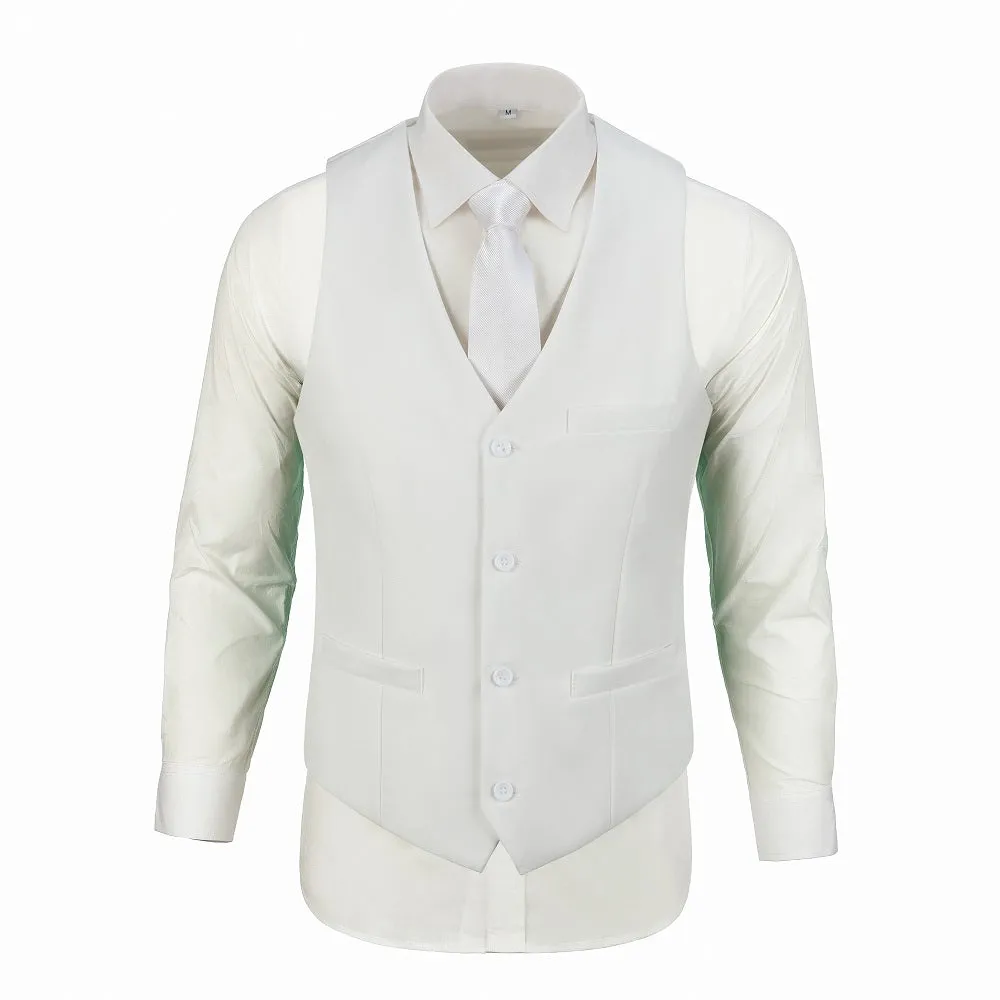 Men's Suits 2 Pieces Vest Pants Set V-Neck Slim Fit Casual Waistcoat Suit 3D