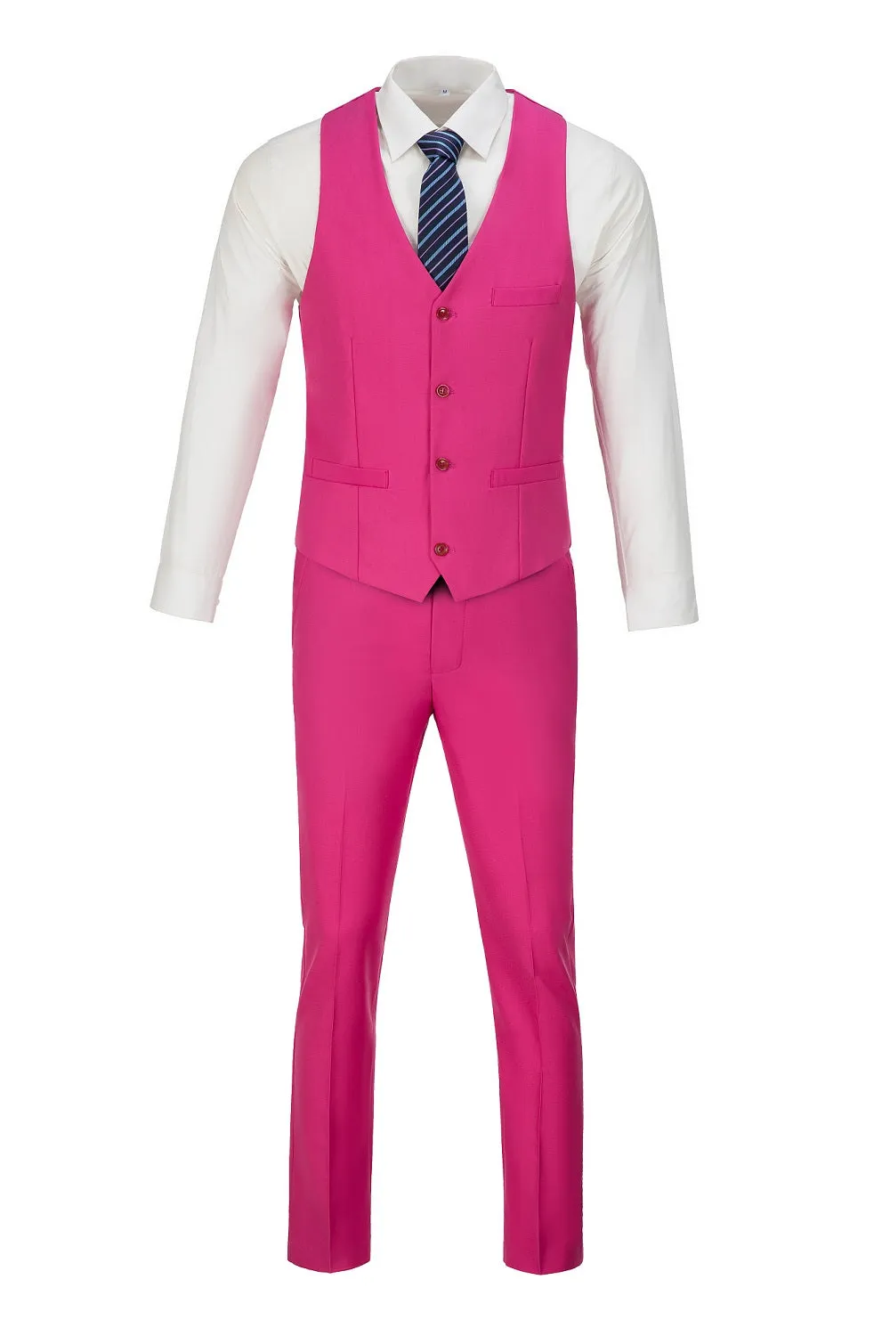 Men's Suits 2 Pieces Vest Pants Set V-Neck Slim Fit Casual Waistcoat Suit 3D