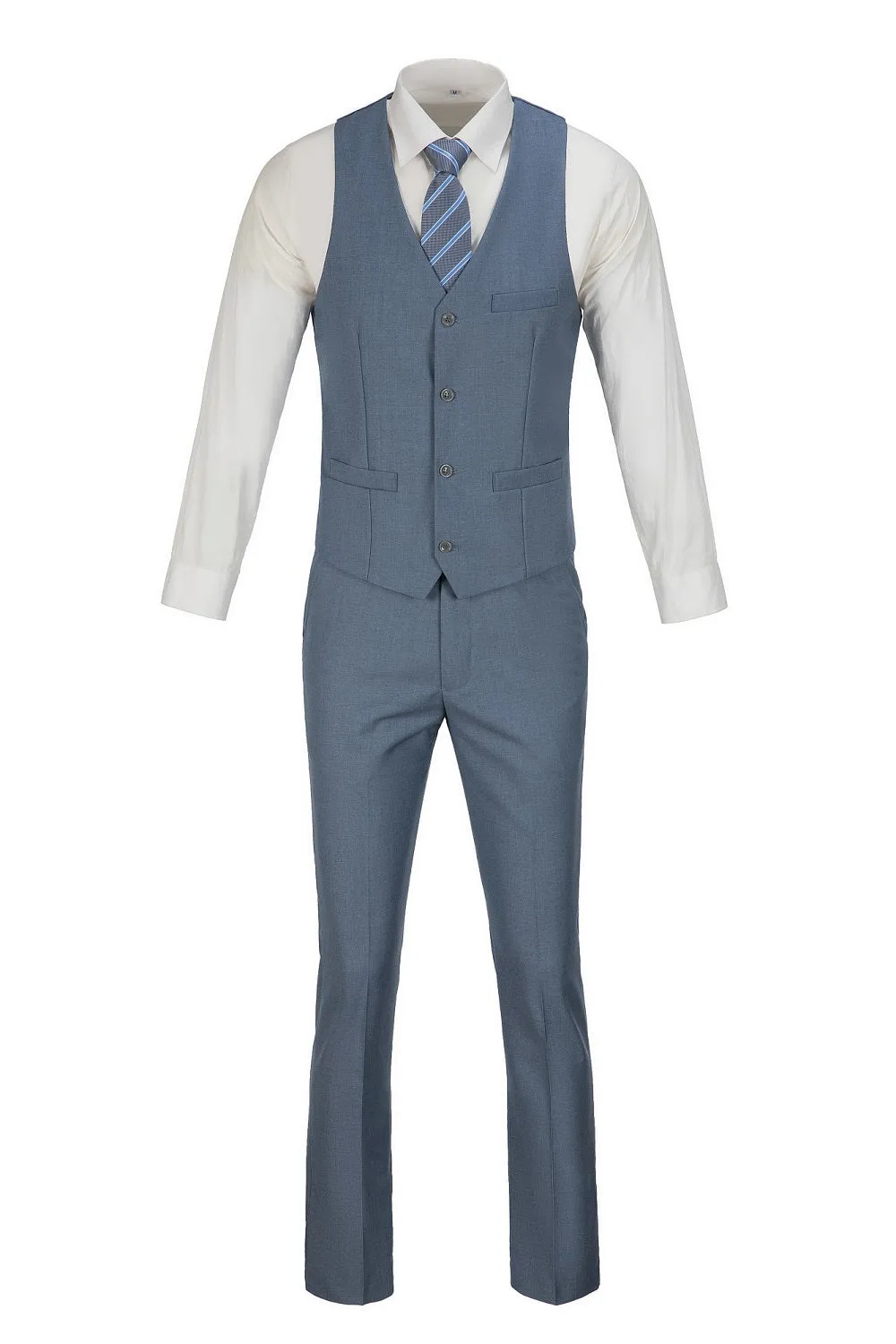 Men's Suits 2 Pieces Vest Pants Set V-Neck Slim Fit Casual Waistcoat Suit 3D