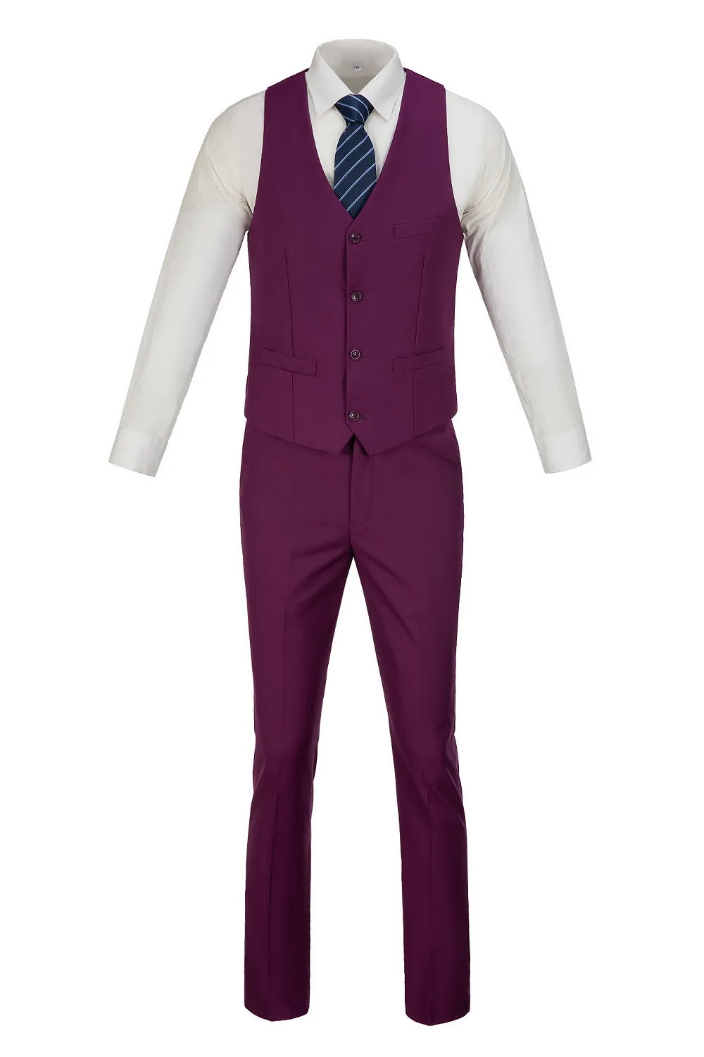 Men's Suits 2 Pieces Vest Pants Set V-Neck Slim Fit Casual Waistcoat Suit 3D