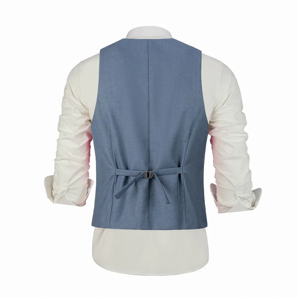 Men's Suits 2 Pieces Vest Pants Set V-Neck Slim Fit Casual Waistcoat Suit 3D