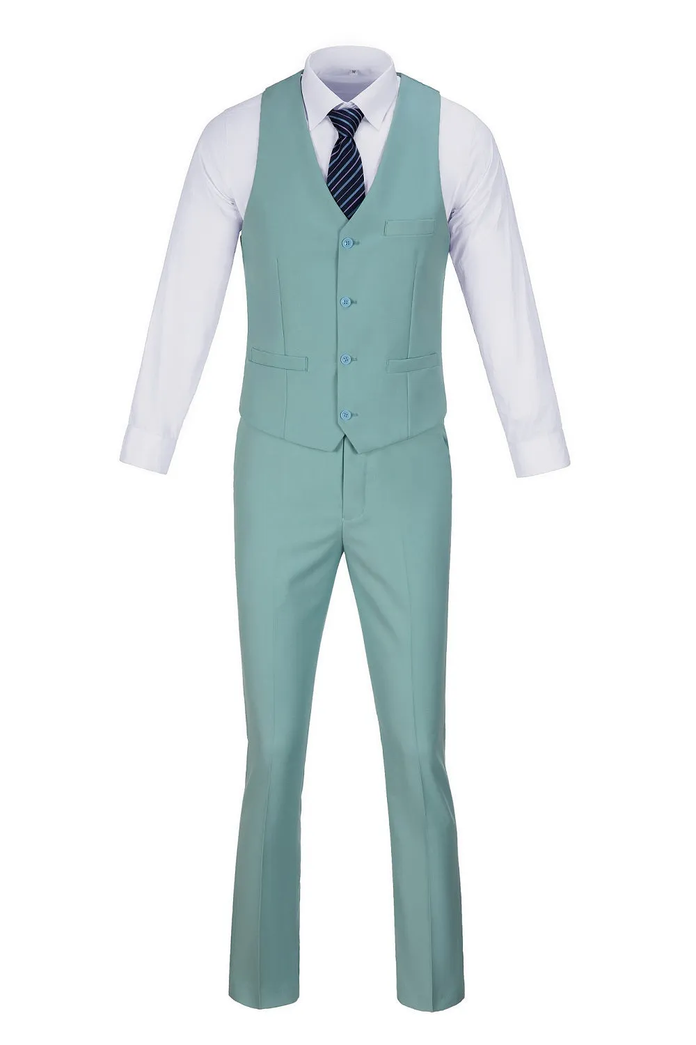 Men's Suits 2 Pieces Vest Pants Set V-Neck Slim Fit Casual Waistcoat Suit 3D