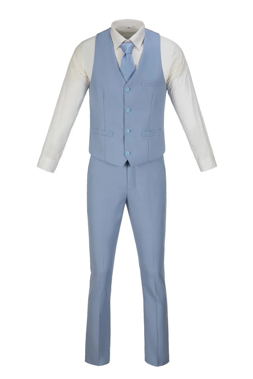 Men's Suits 2 Pieces Vest Pants Set V-Neck Slim Fit Casual Waistcoat Suit 3D