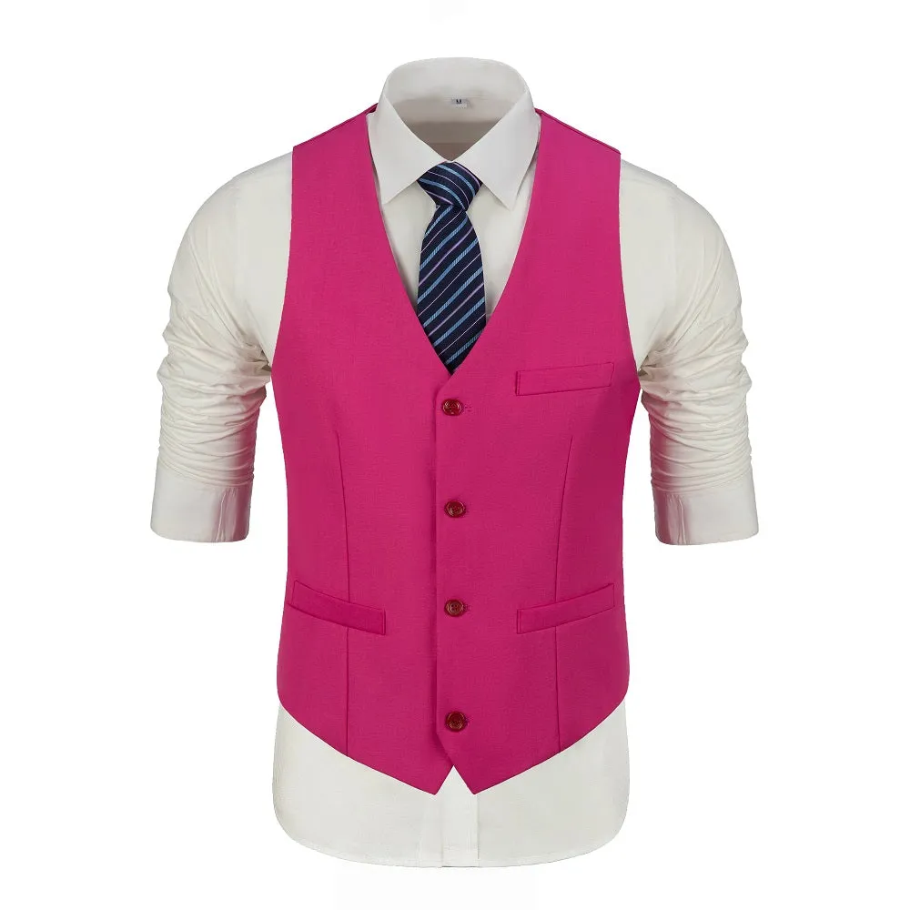 Men's Suits 2 Pieces Vest Pants Set V-Neck Slim Fit Casual Waistcoat Suit 3D
