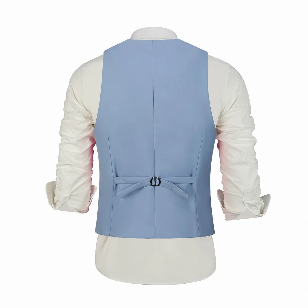 Men's Suits 2 Pieces Vest Pants Set V-Neck Slim Fit Casual Waistcoat Suit 3D