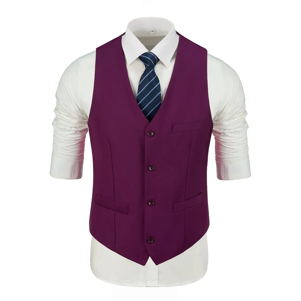 Men's Suits 2 Pieces Vest Pants Set V-Neck Slim Fit Casual Waistcoat Suit 3D