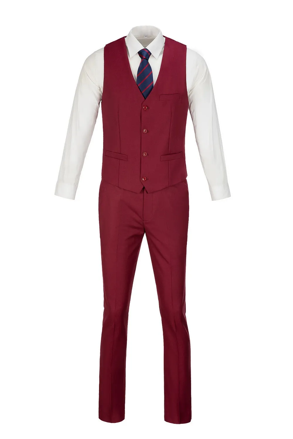 Men's Suits 2 Pieces Vest Pants Set V-Neck Slim Fit Casual Waistcoat Suit 3D