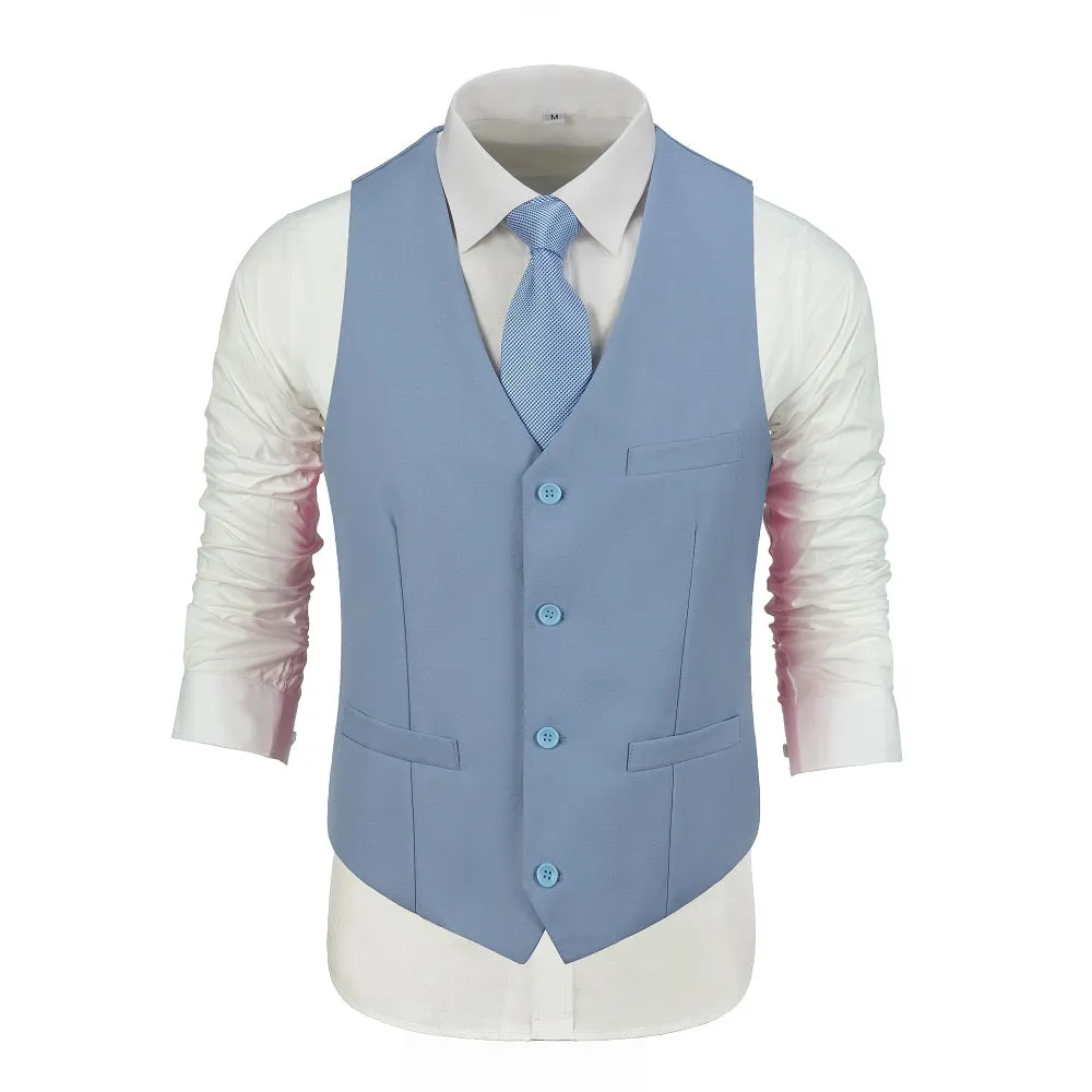 Men's Suits 2 Pieces Vest Pants Set V-Neck Slim Fit Casual Waistcoat Suit 3D