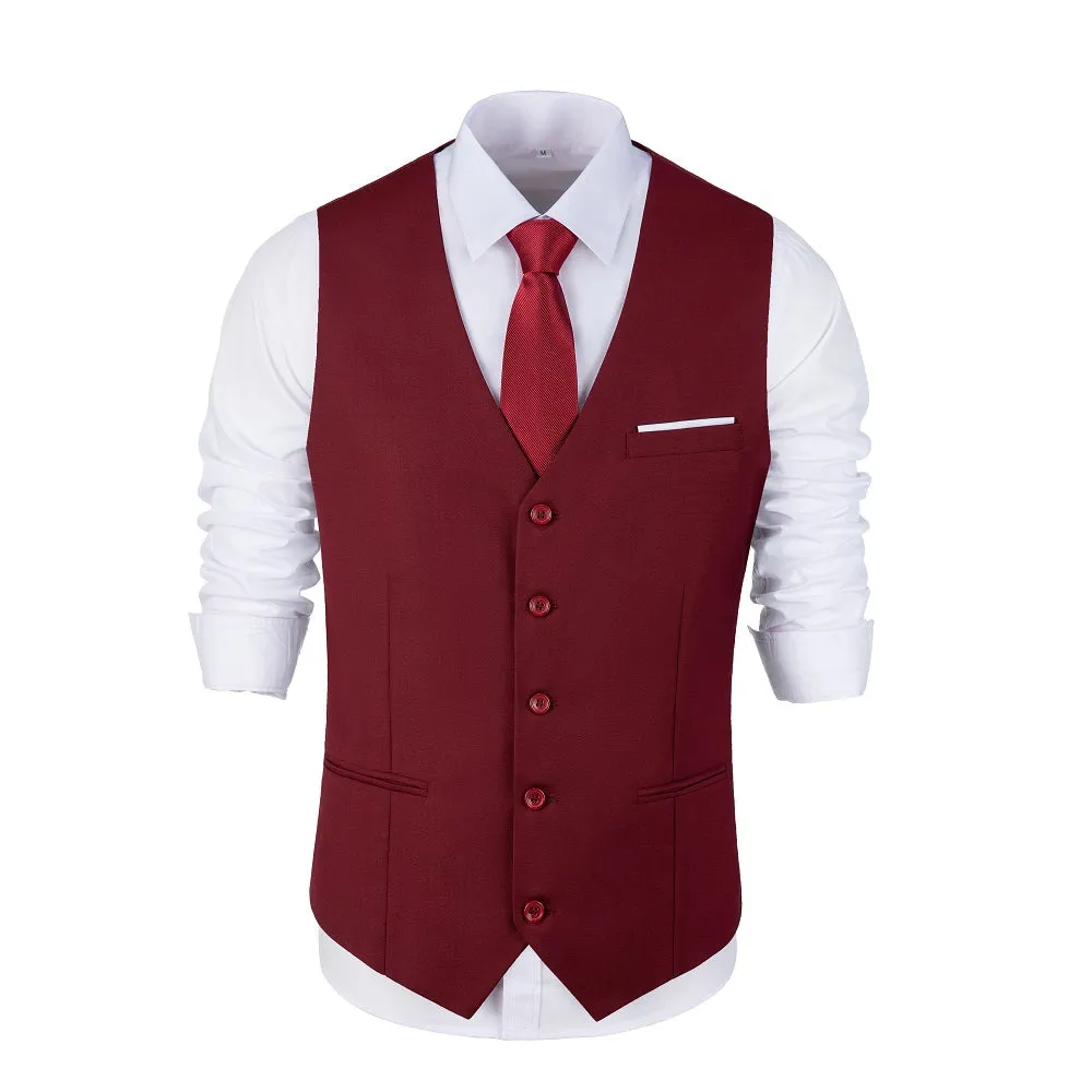 Men's Suits 2 Pieces Vest Pants Set V-Neck Slim Fit Casual Waistcoat Suit 3D