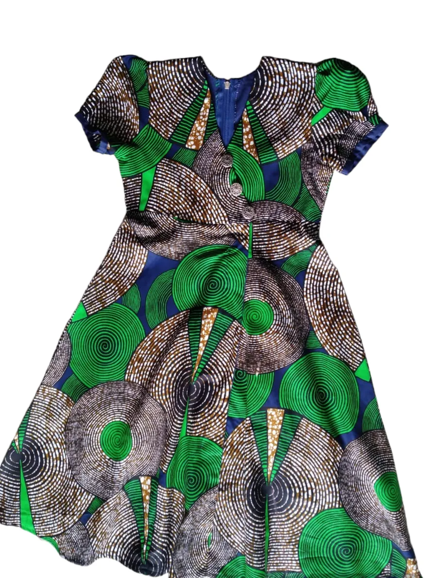 Mina Ankara Style African Print Flared Dress
