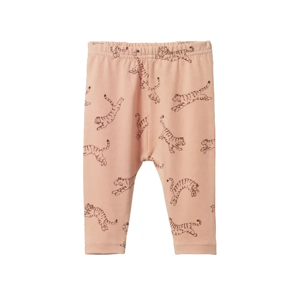 NATURE BABY Leggings - Leaping Tigers Rose Dust Print