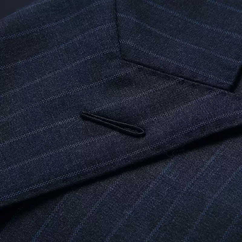 Navy Double Breasted Blazer with Peak Lapel – Slim Fit Wool Suit Jacket for Men Plus Size