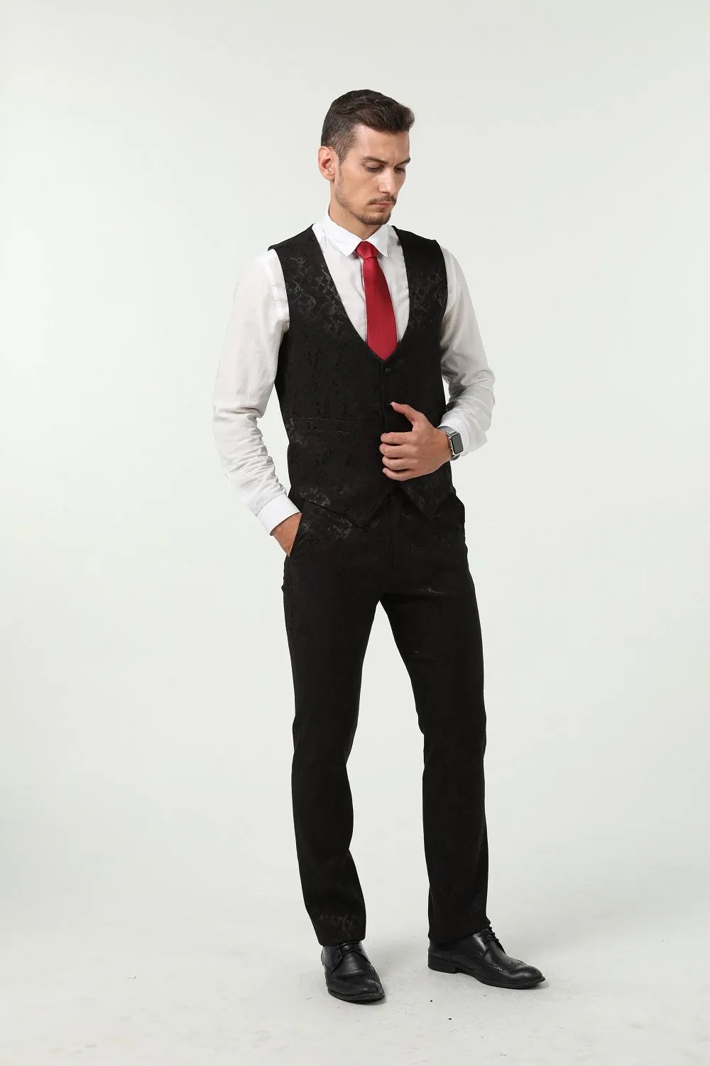 New Arrival Black Unique Patterned Party 3 Piece Men Suits