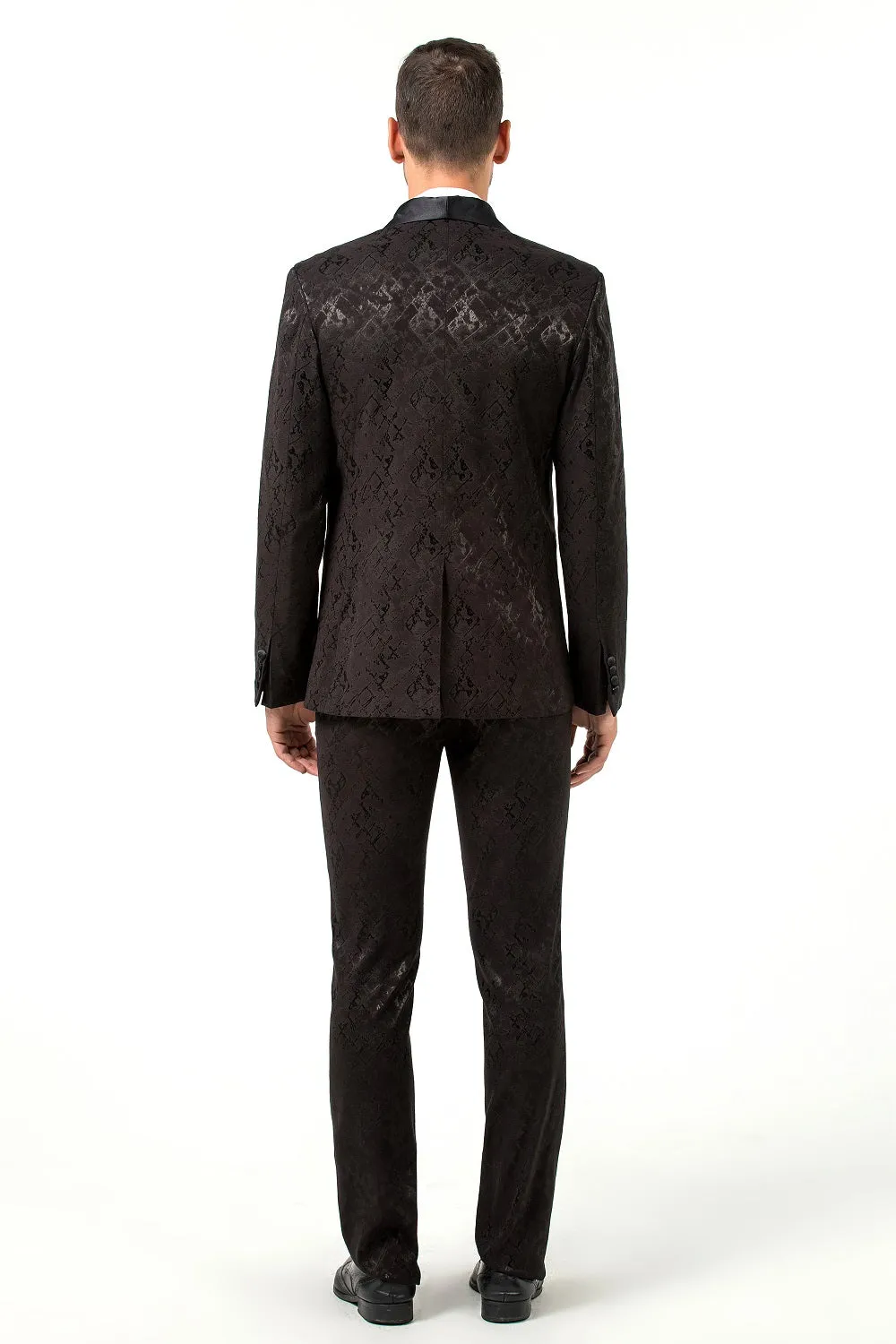 New Arrival Black Unique Patterned Party 3 Piece Men Suits