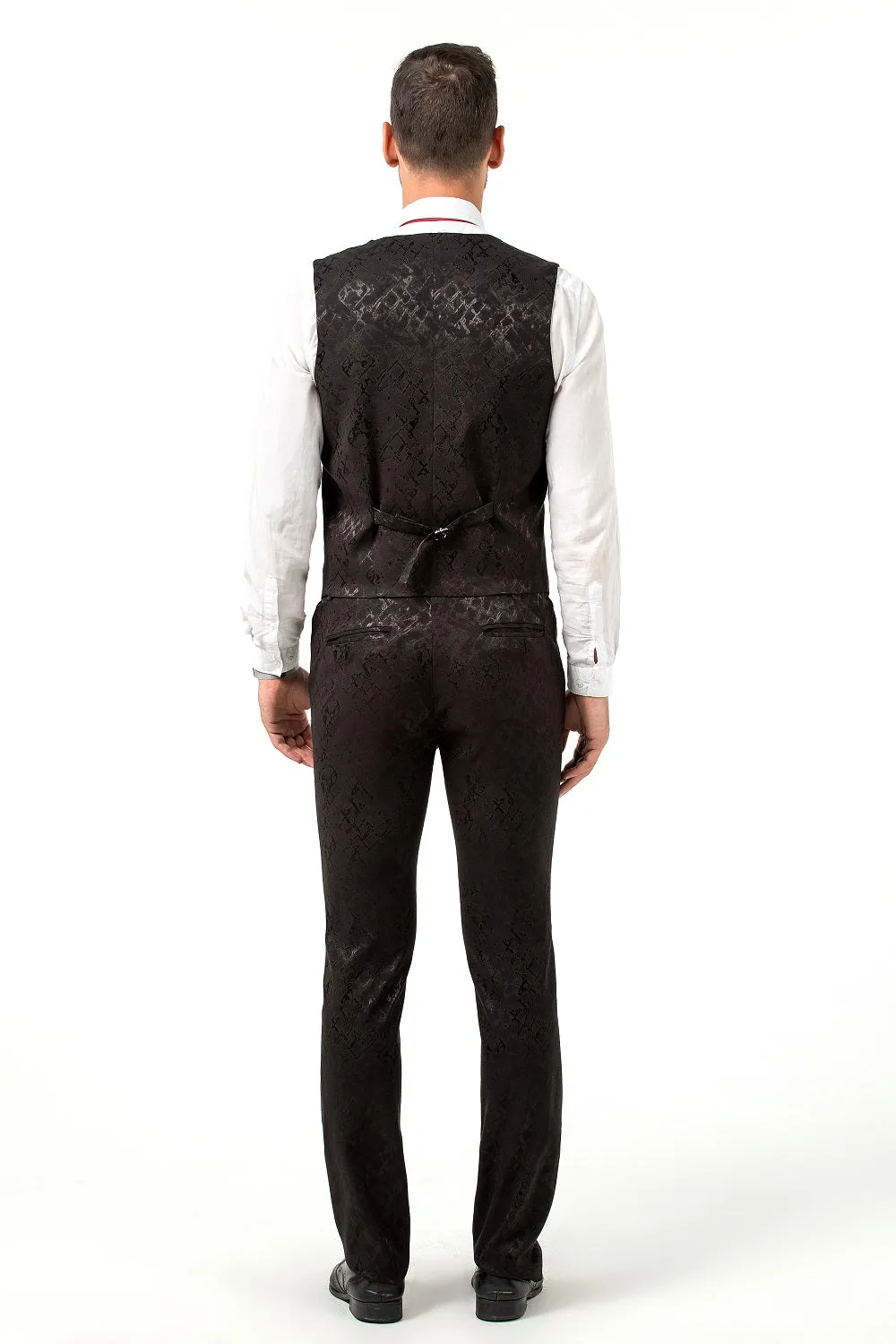 New Arrival Black Unique Patterned Party 3 Piece Men Suits