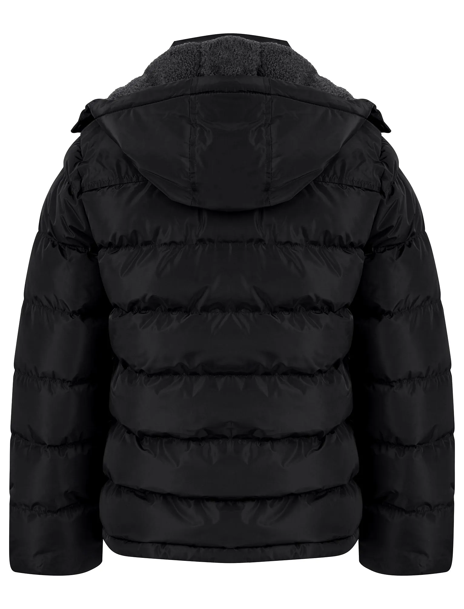 Odenkirk Borg Lined Quilted Puffer Jacket with Detachable Hood in Jet Black - Tokyo Laundry Active Tech