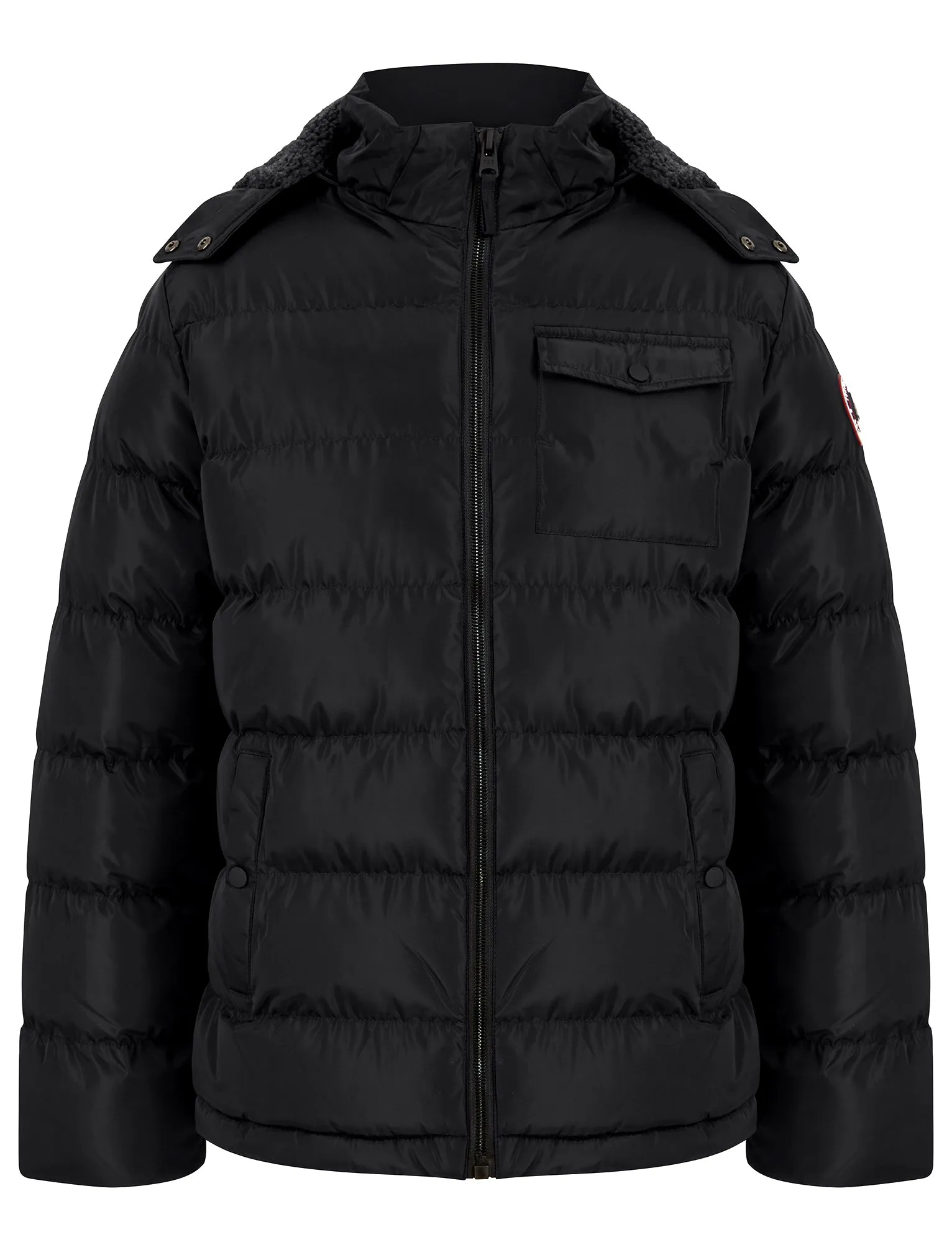 Odenkirk Borg Lined Quilted Puffer Jacket with Detachable Hood in Jet Black - Tokyo Laundry Active Tech
