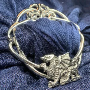 Pewter Welsh Dragon Scarf Ring