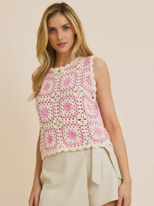 Pink Crochet Tank