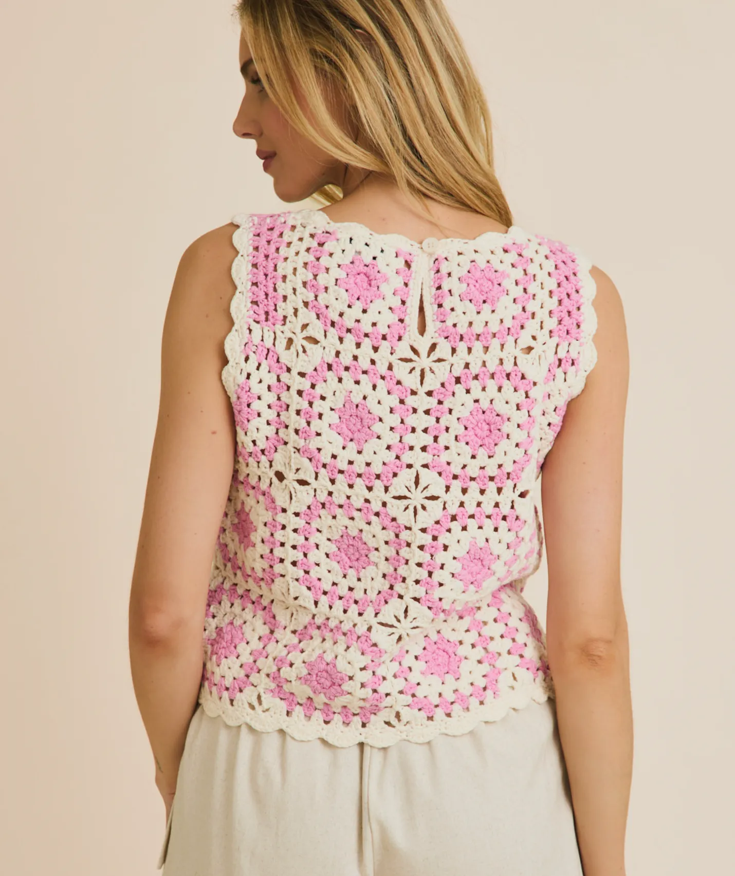 Pink Crochet Tank