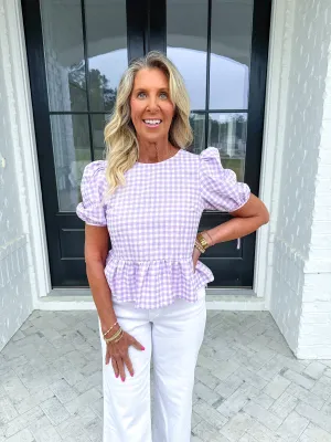 Plaid Ruffle Hem Top