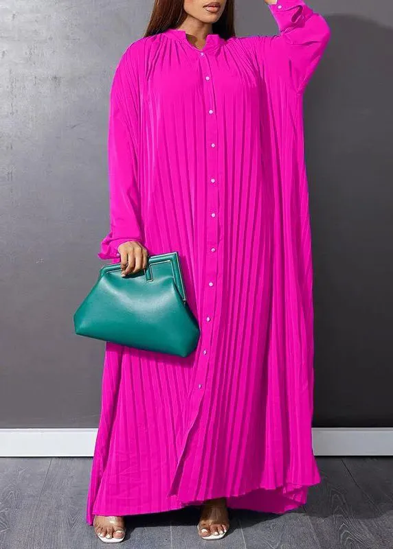 Plus Size Rose Wrinkled Long Dresses Spring VB1036
