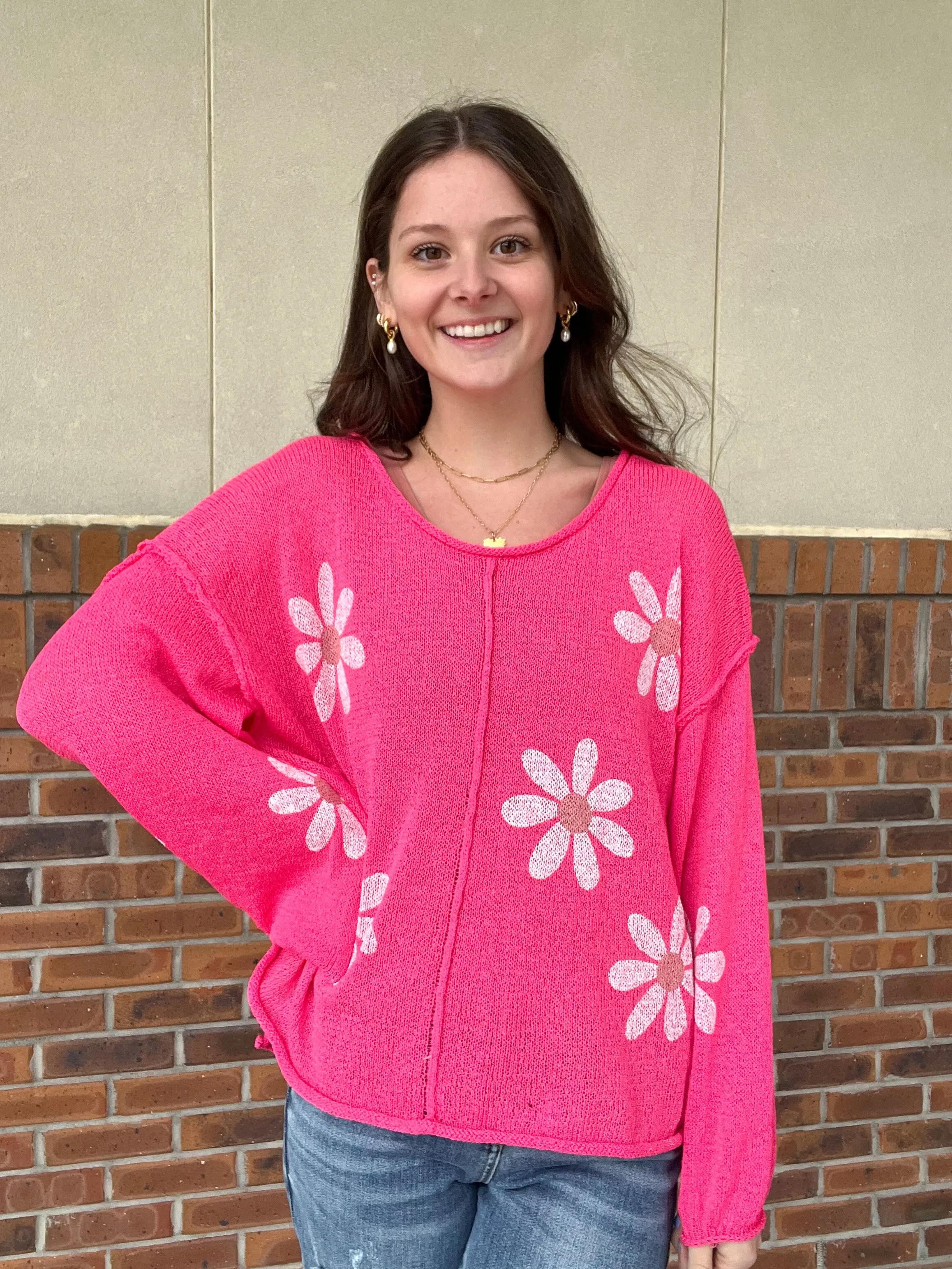 Pol Poppin' Daisy Lightweight Sweater