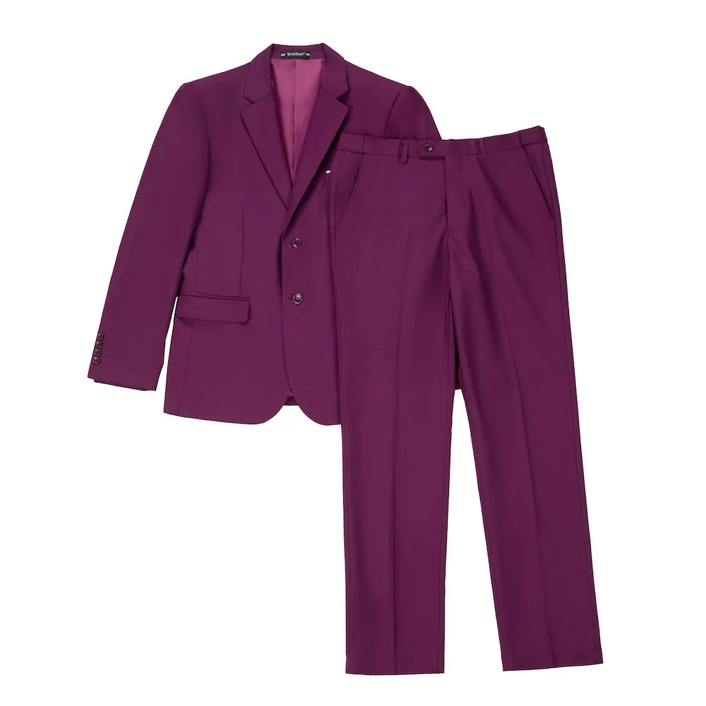 Purple Two Button Wedding 2 Pieces Men's Suits Jacket Pants